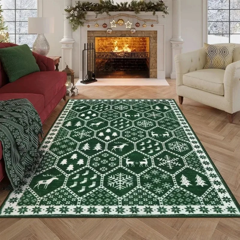 Weihnachtsthema-Dekoration, Teppich, rutschfest, große Bodenmatte für Wohnzimmer, Sofa, Tischmatte, weiche Schlafzimmer-Heimdekoration