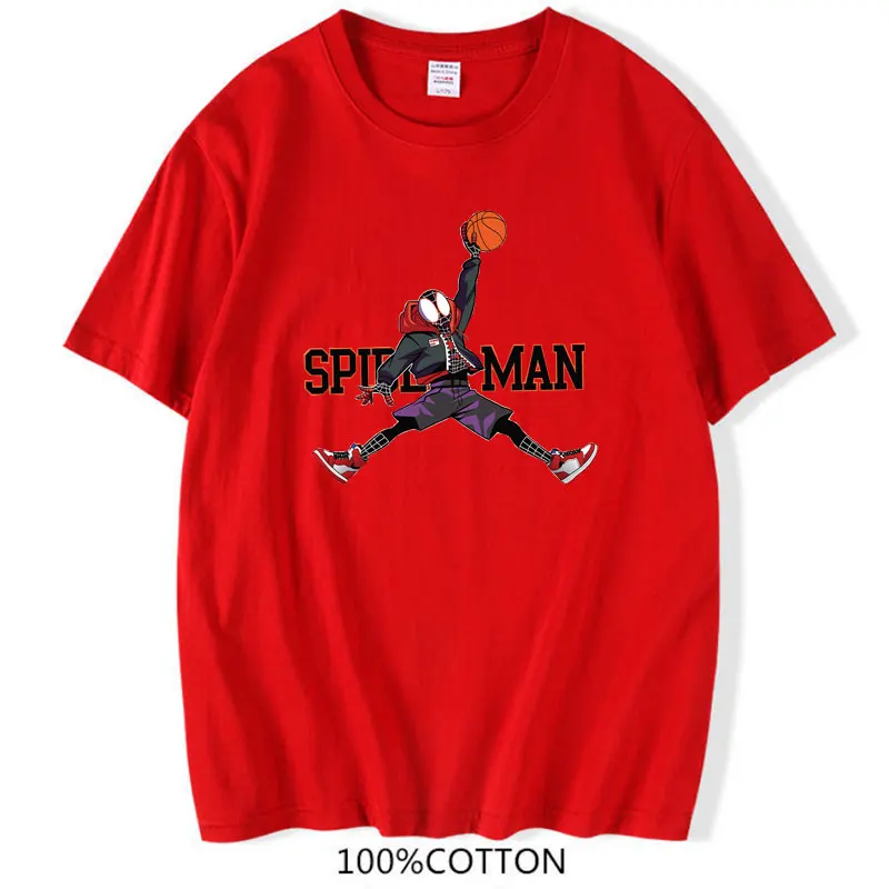 Marvel 2021 ฤดูร้อนสไตล์ใหม่Tเสื้อสําหรับชายอะนิเมะSpidermanพิมพ์เสื้อยืด 100% Cottonขนาดใหญ่เสื้อยืดแขนสั้นผู้ชาย