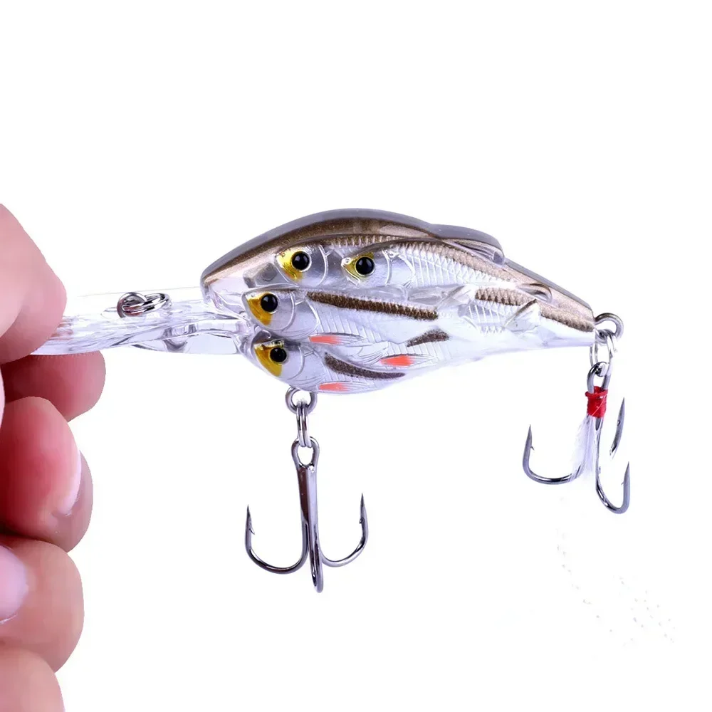 7.5CM/9G New ABS Plastic Imitation Swarming Lure Feather Hook Artificial Fake Bait Long Casting Sea Fishing Floating Hard Bait