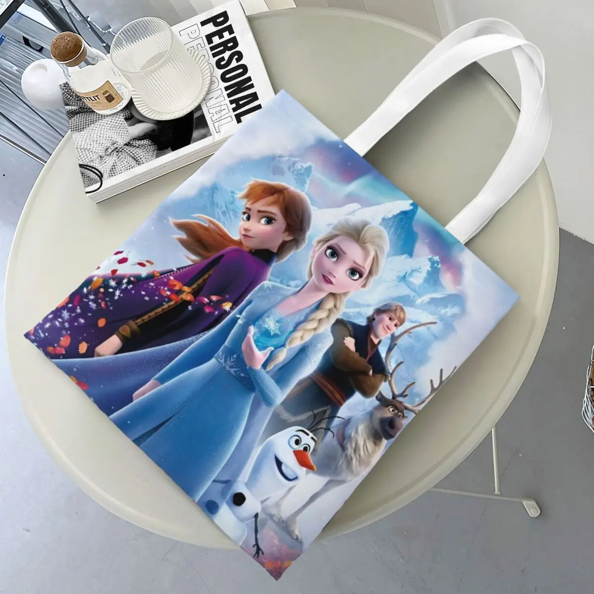 

Frozened Anime Elsa Canvas Tote Handbag Grocery Bags Shopping Bags for Women