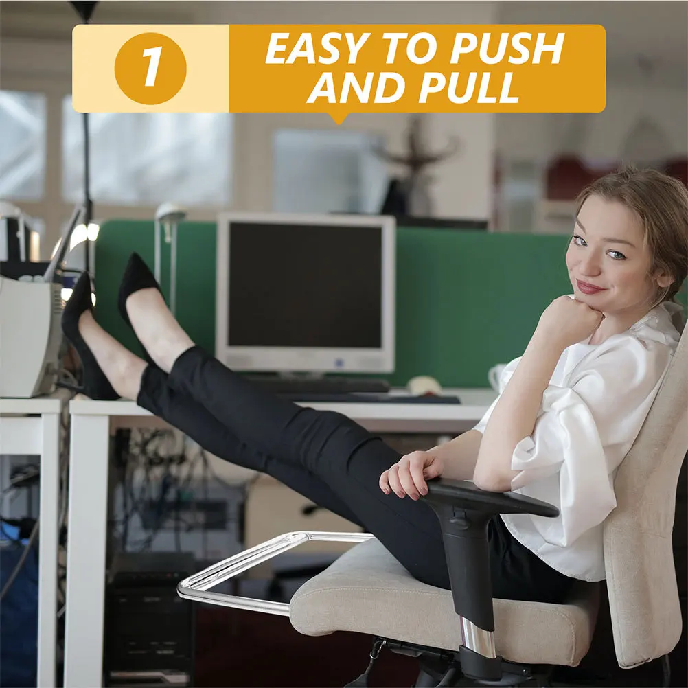 

2pcs Retractable Foot Rest Chair Pedal Stainless Steel Office Chair Footrest Easy Assembly Replaceable Base Accessory For Home