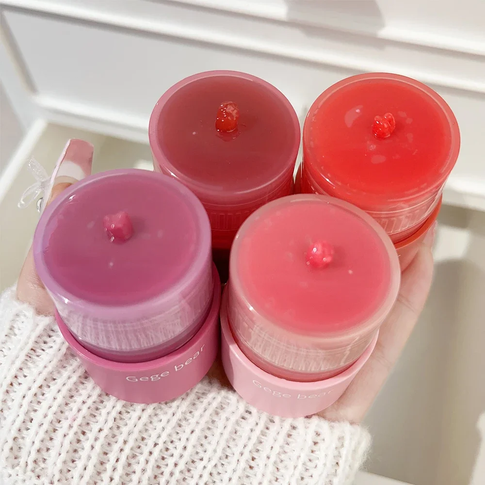 6 Colors Jelly Rose Pink Mirror Lip Gloss Moisturizing Colored Rotate Lip Balm Non Sticky Cup Watery Lip Tint Makeup Cosmetics