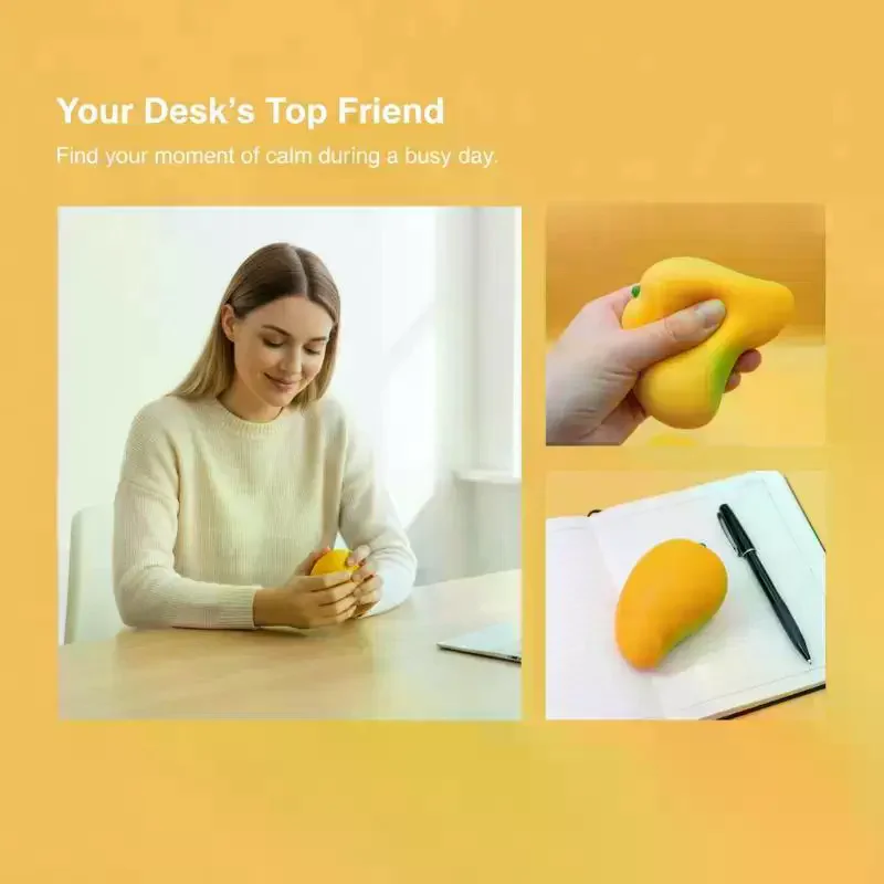 Mango Shaped Toy Soft Slow Rising Squeezable Stress Relief Fidget Toy for Classroom Prizes Kids Easter Basket Stuffers