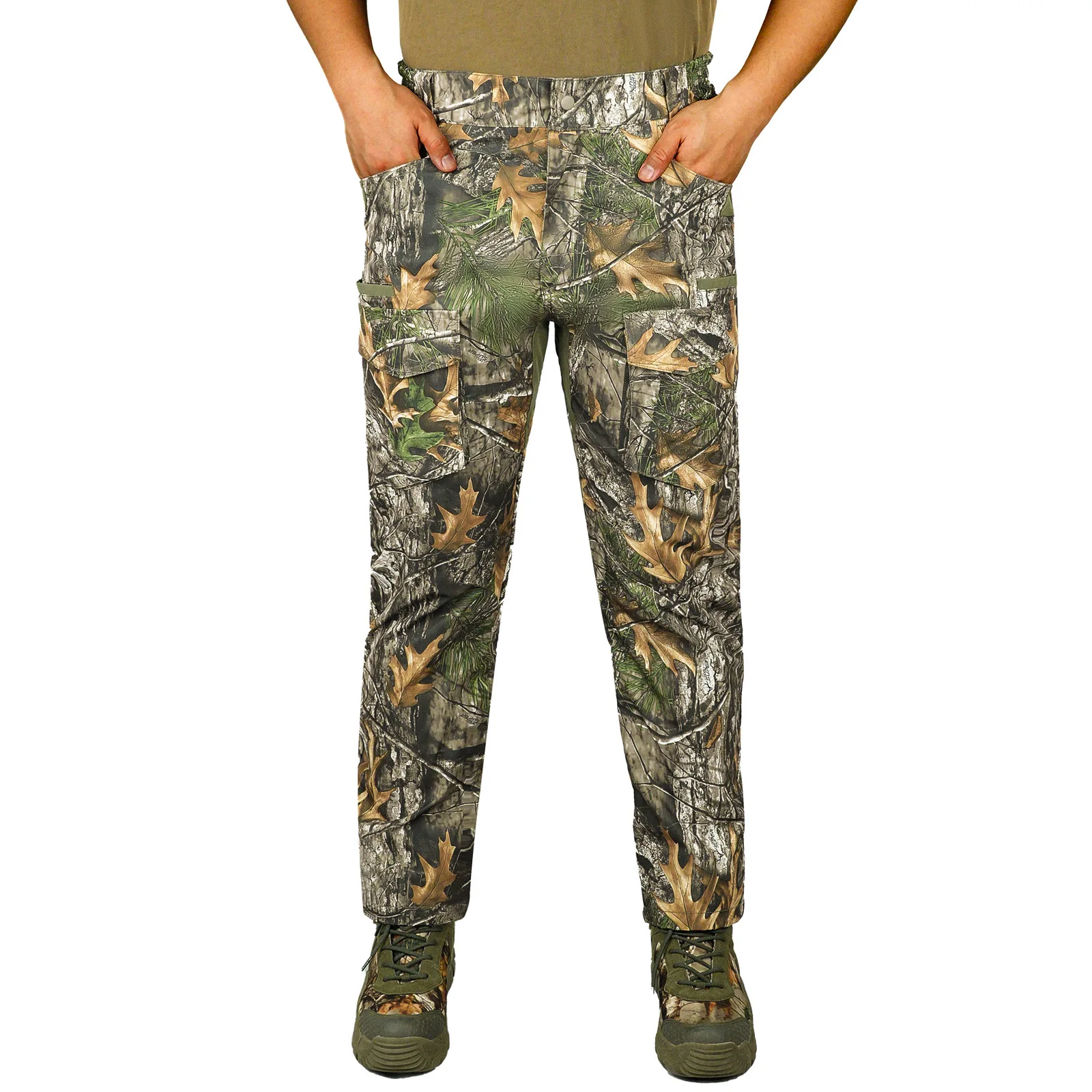 Multifunctional pockets Pants Hunting Camouflage Tactical Full Pants Breathable Soft Full Cotton Fishing Pants four season   