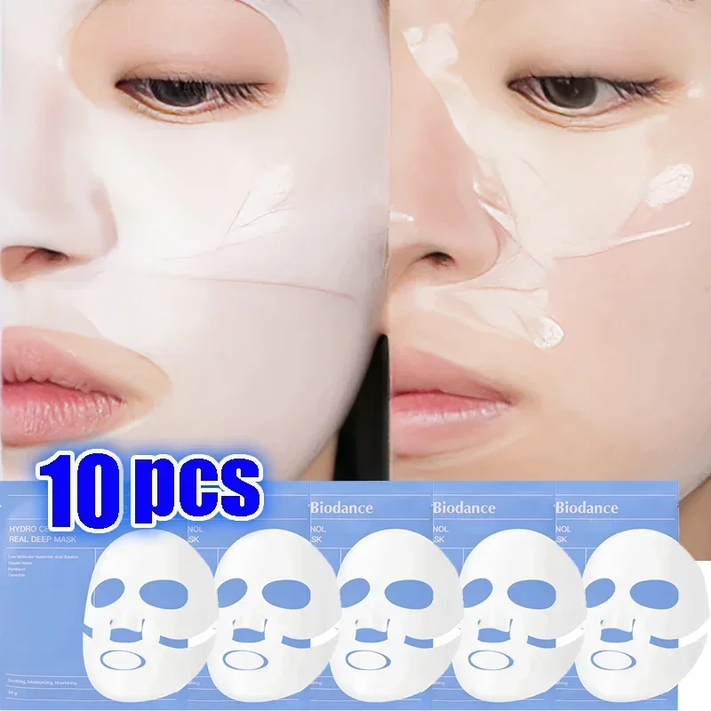 10 pçs bio-colágeno máscara facial endurecimento nutrir iluminando gel macio máscara dividida encolher poros hidratação profunda noite máscaras hidratadas