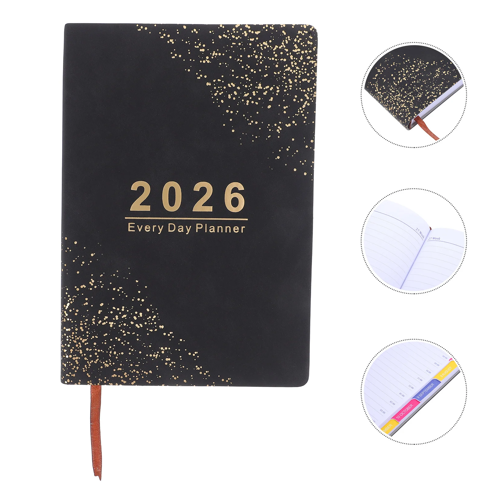 

2026 Calendar Book Planner Daily Schedule Organizer Monthly Weekly Views Thick Paper Rounded Corners Office Supply