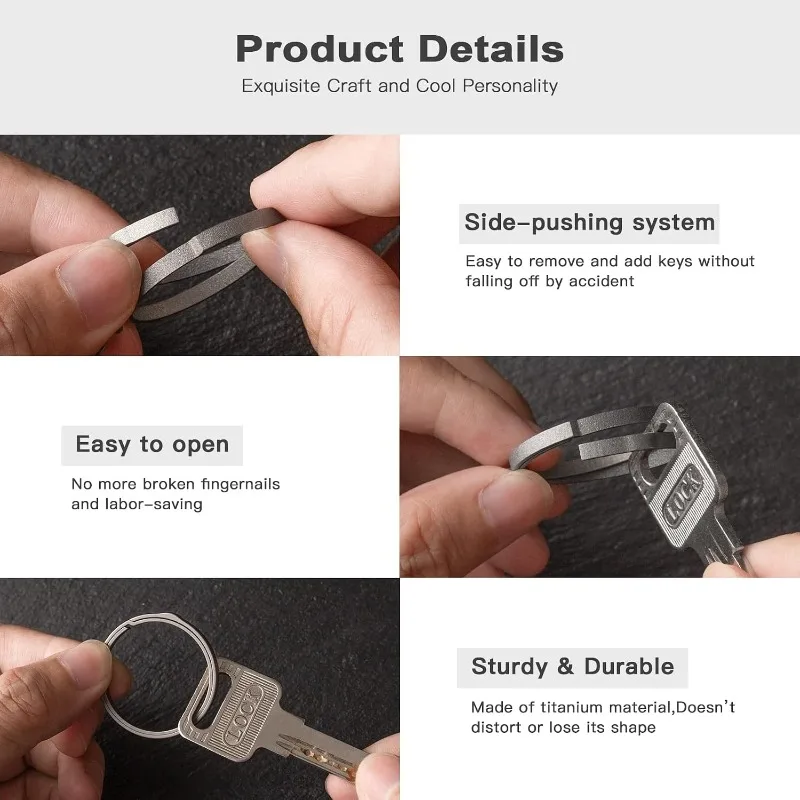 Heavy Duty Titanium Split Key Rings Durable Keychain Rings EDC Key Chain Accessories