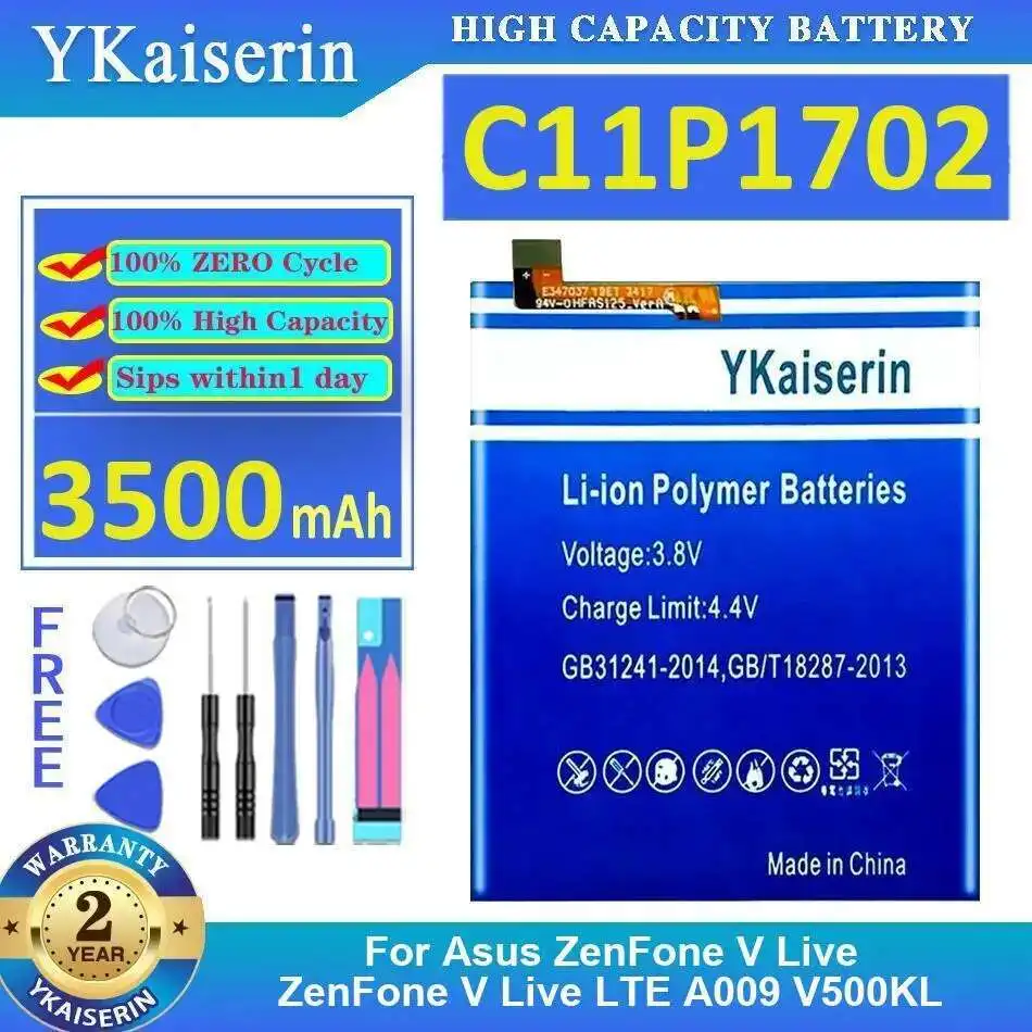 

Safe 3500Mah For Asus Zenfone V Live Lte A009 V500KL Mobile Phone Battery C11P1702