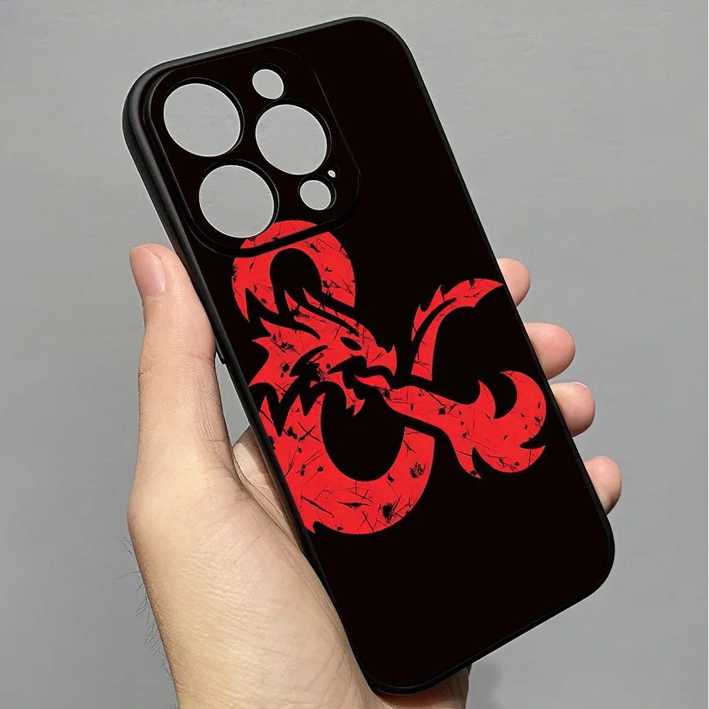 Game D-Dungeons D-Dragons Phone Case for iPhone 12 11 13 14 15 16 Max Pro Plus Black Soft Silicone Cover