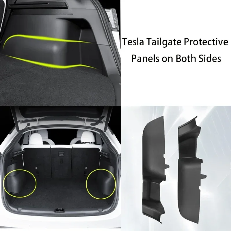 Trunk Side Guards ABS Cover for Tesla Model Y 2023-2021 Inner Protector Accessories Decoration ABS Rear Trunk Side Protector Pad