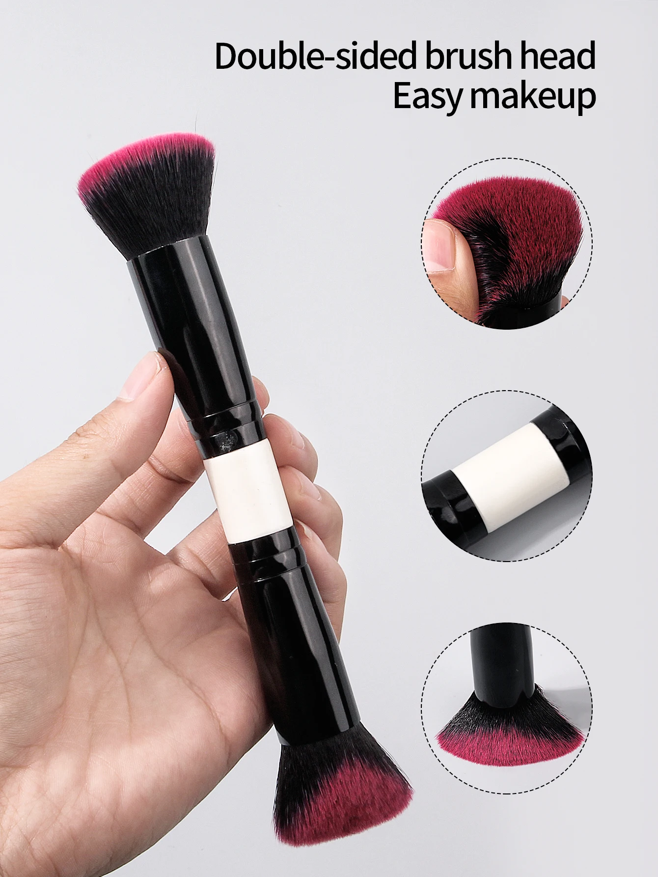 Pennello per trucco a doppia testa 2 pezzi, pennello morbido per fard a testa singola, pennello per contorno, strumenti di bellezza professionali multifunzionali