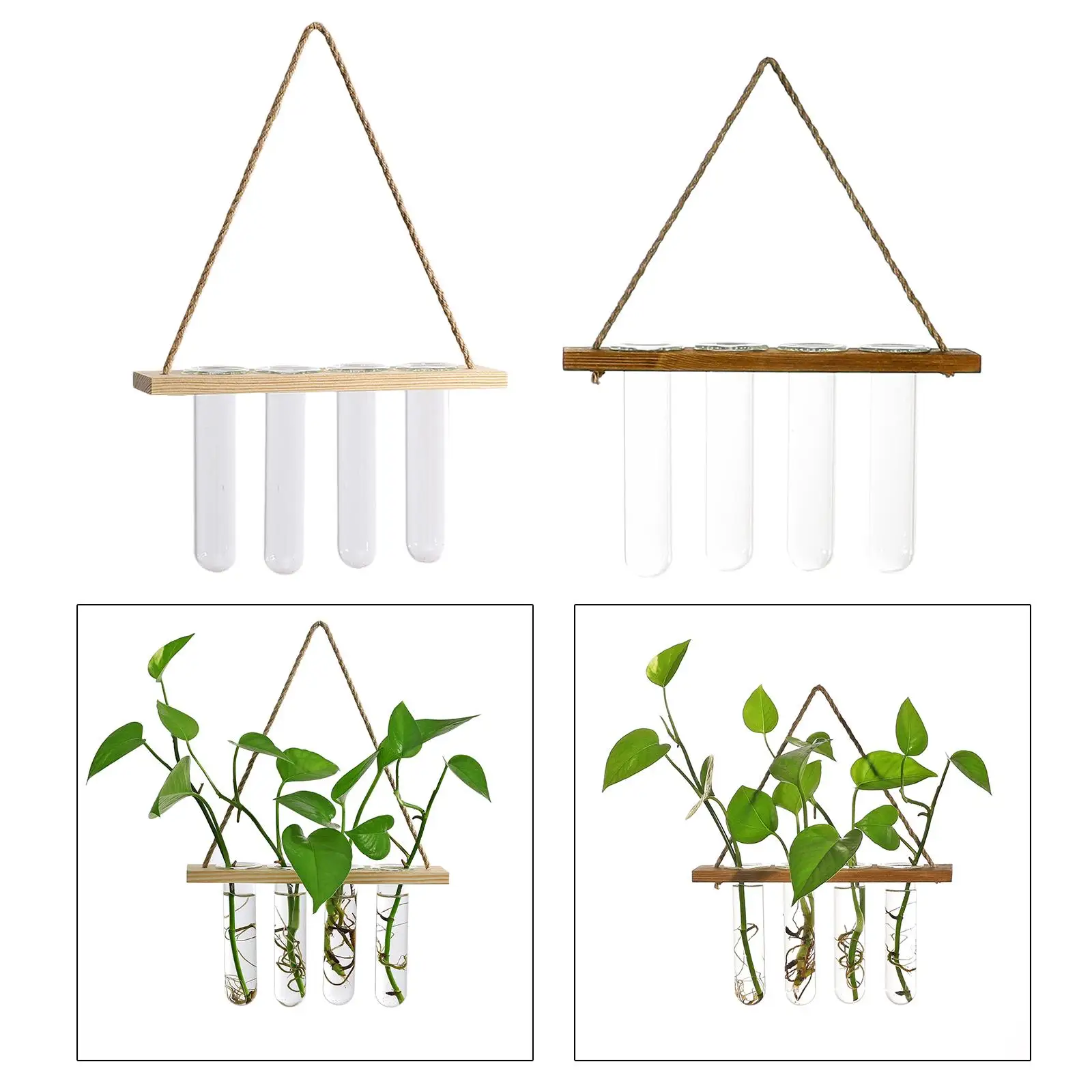 Wooden Frame Glass Test Tubes ing Vase Planter Bud Flower Terrarium Container for Home Office Living Room Decoration