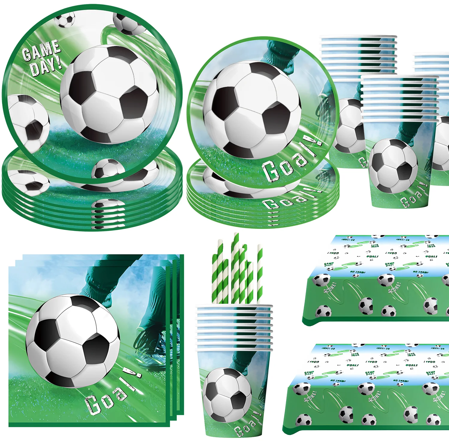 Hot Soccer Football Birthday Party Decor Ball Disposable Tableware Cup Plate Backdrop For Kids Boy Party Supplies Foil Balloons