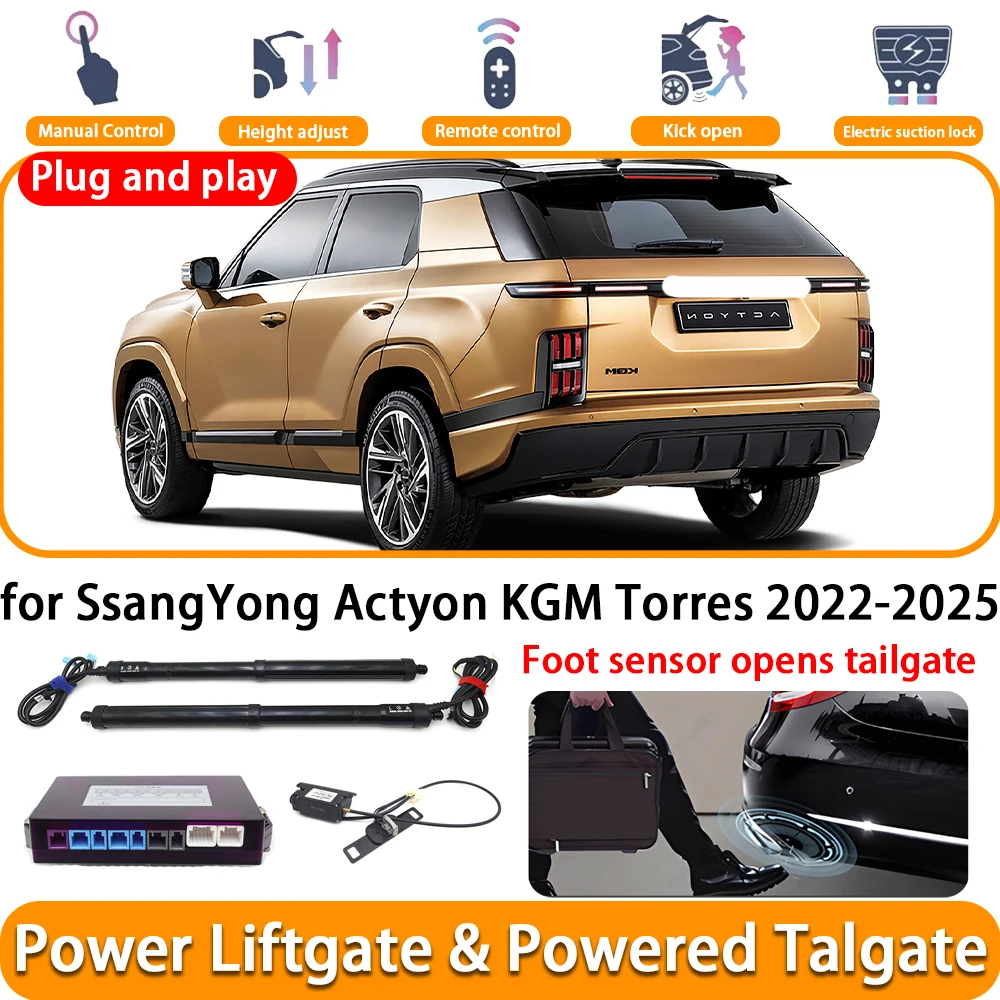 Zjcgo para ssangyong actyon kgm Torres 2022-2025 oem elétrico automático alimentado porta traseira sistema de elevação de porta-malas de carro kit de elevação