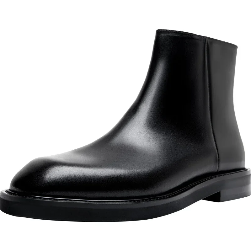 Retro Mens Genuine Leather Chelsea Boots Luxury Handmade Quality Comfortable 2026 Spring Elegant Ankle Social Business Shoes Man