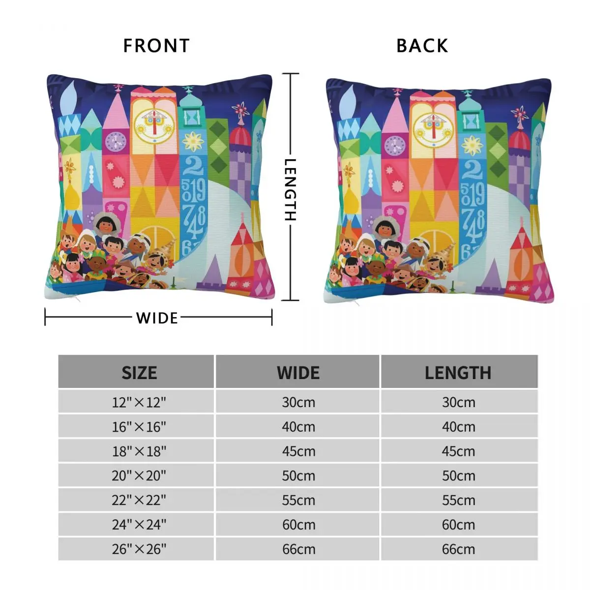 Small World Fantasyland Square Pillowcase Polyester Linen Velvet Pattern Zip Decor Bed Cushion Cover 18