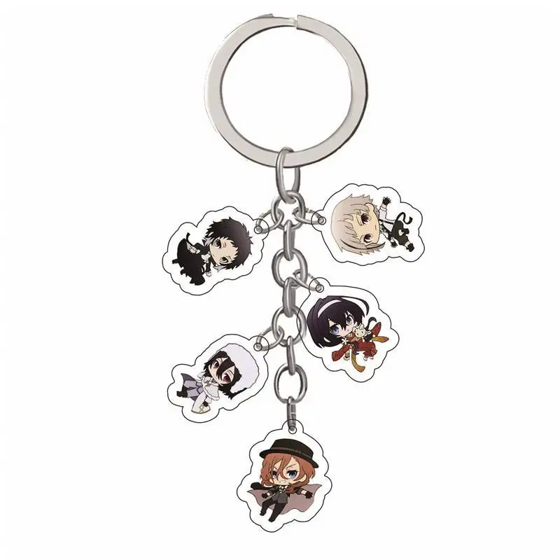 Anime Bungou Stray Dogs Keychain Osamu Atsushi Nakajima Dazai Nakahara Sensibility Cosplay Acrylic Key Ring Chain Pendant