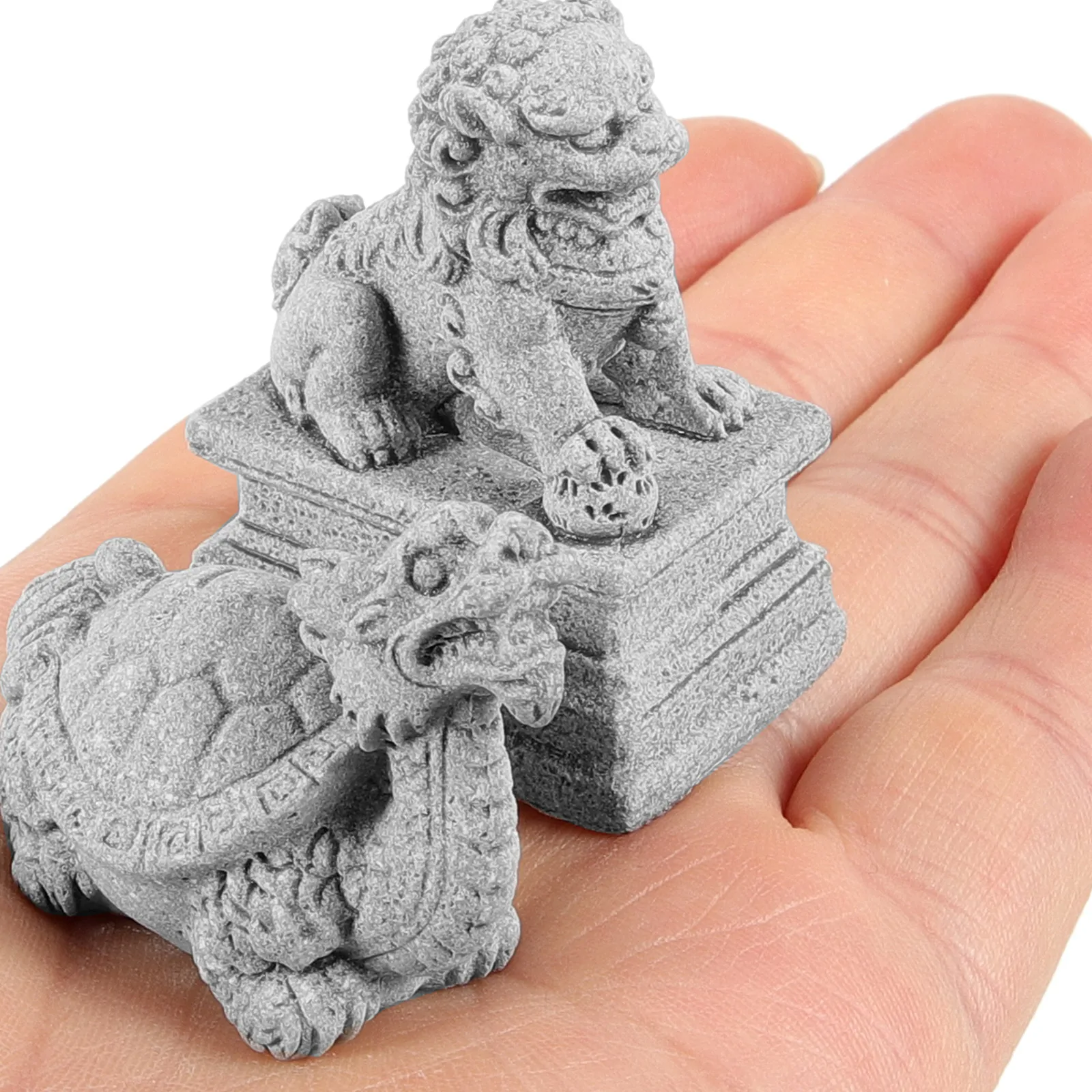 

4pcs North Lion Statues Chinese Style Guardian Lion Turtle Figurines Bonsai Decor Plant Pot Garden naments Micro L Indoor