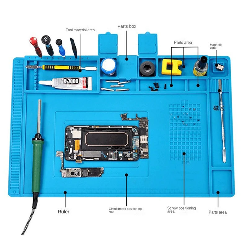 Resistant Silicone Soldering Mat Anti Static Magnetic Electronic Repair Work Mat for Workbench,Cell Phone Laptop Repair