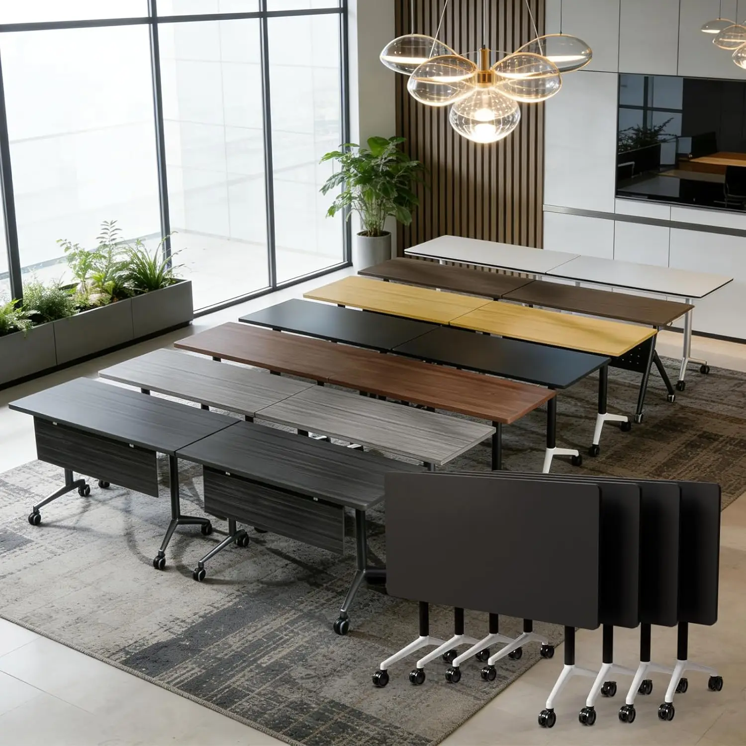 

Folding Conference Table with Wheels,2 Pack Conference Room Tables,Mobile Meeting Training Table for Office,, Customized