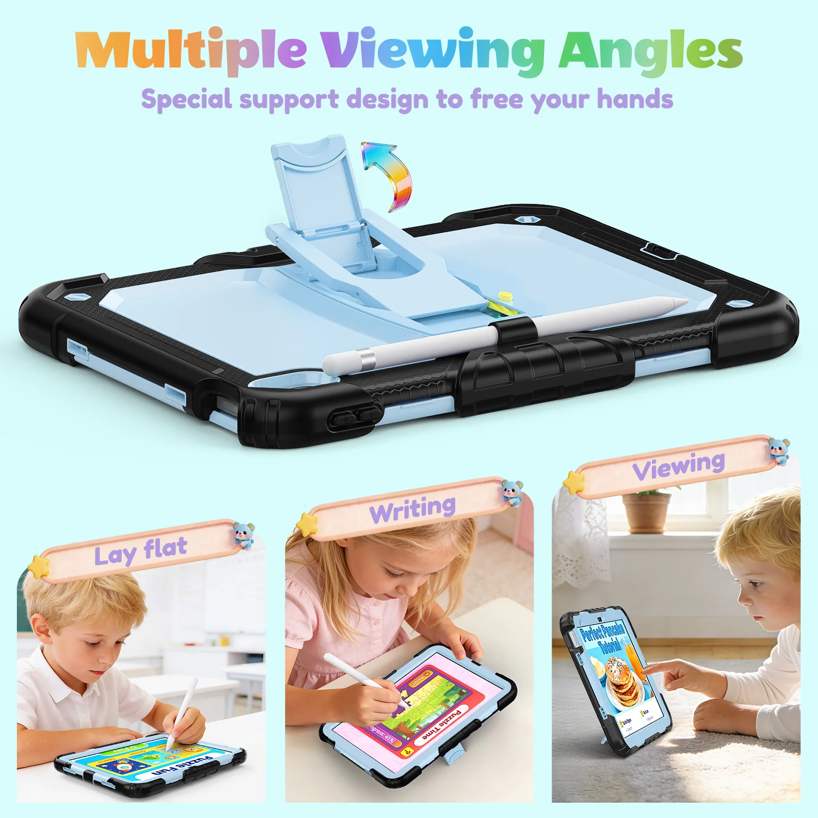 3-Layers Kickstand Case For iPad A16 2025 11th 10.9 2022 10th 10.2 7th 8th 9th Gen. Air 2 Pro 9.7 2017 2018 Rugged Hybrid Cover
