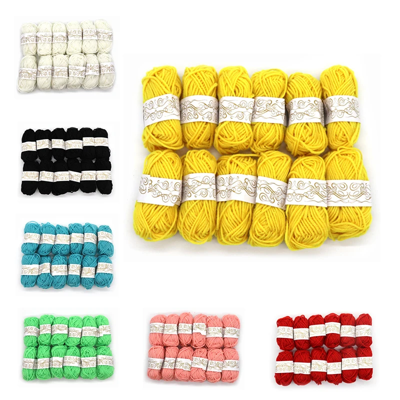 12pcs Ball Handmade Knitting Yarn Wool Line Soft Thickness Line Crochet Yarn