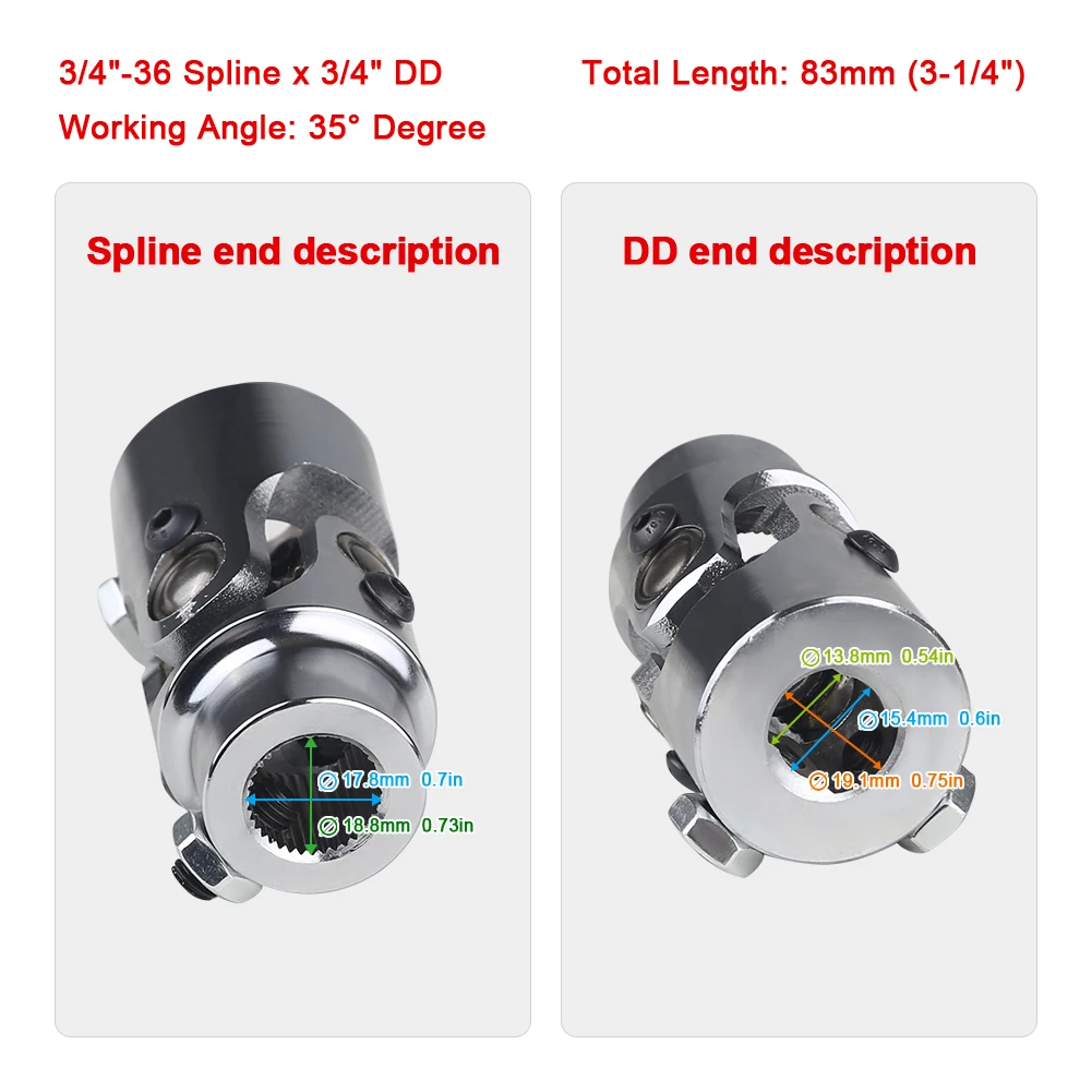 Universal U-Joint Single Steering Shaft 3/4\