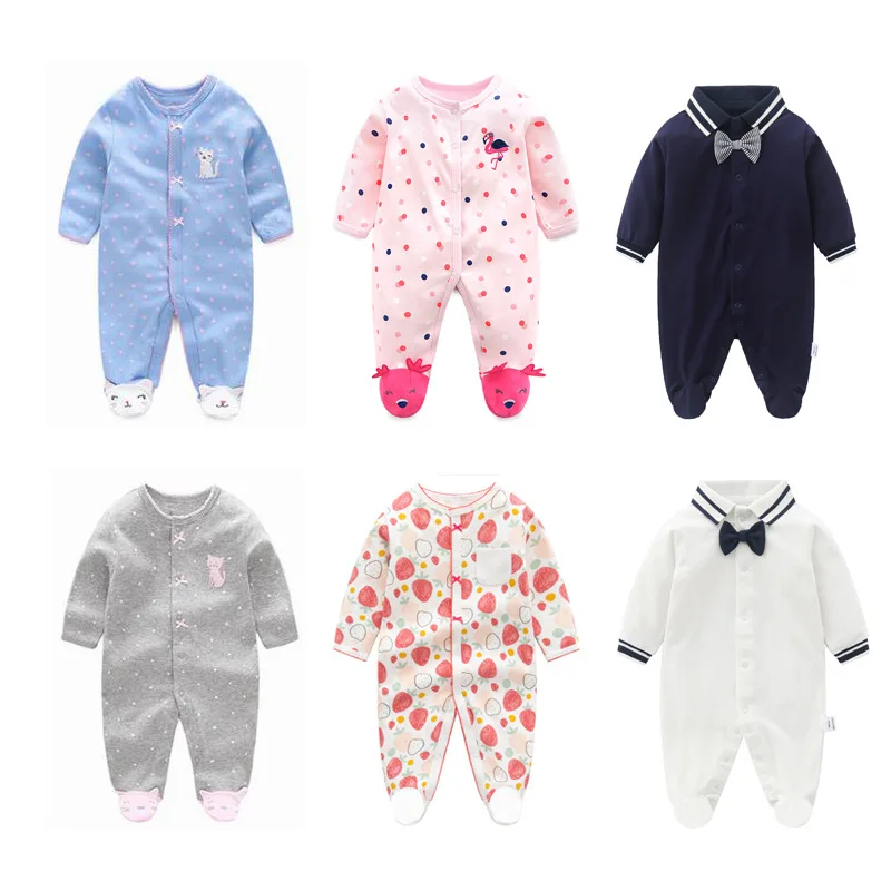 

100% Cotton Toddler Girl Rompers Spring Cartoon Printed Kids Baby Girl Jumpsuits Newborn Boy Bodysut Infant Boy Onesie Sleepwear