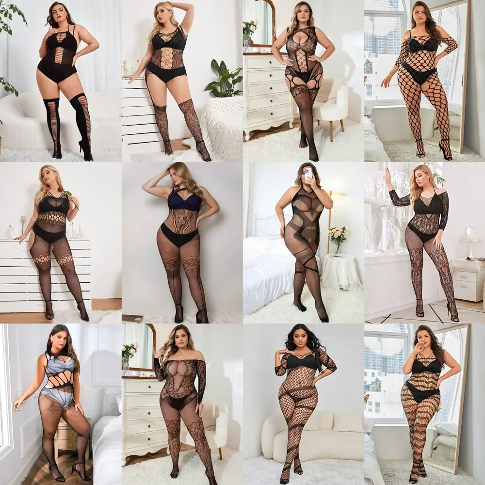 

Hot Fishnet Body Stocking Women's Sexy Lingerie Hollow Erotic Bodysuit High Elastic Jumpsuit Mesh Transparent Sexiest Pajamas