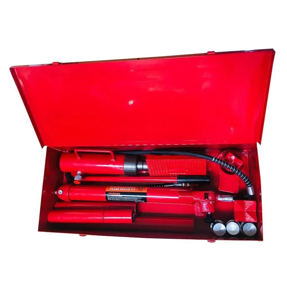 Red 20 Ton Hydraulic Jack Body Frame Repair Air Pump Autobody Tool Kit