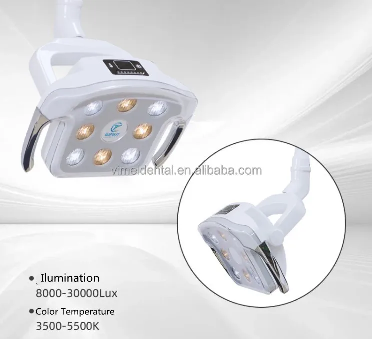 Dental Lights 8 Cold Led Shadowless Aluminum Alloy 60,000LUX Illumination Sensitive Oral Lamp for Dental Chair Unit