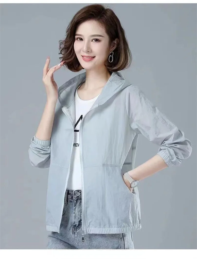 Sunscreen Clothing Women Summer New Long Sleeved Lightweight Jacket Loose Fitting  Female Casual Hooded Sunscreen Clothing Shirt