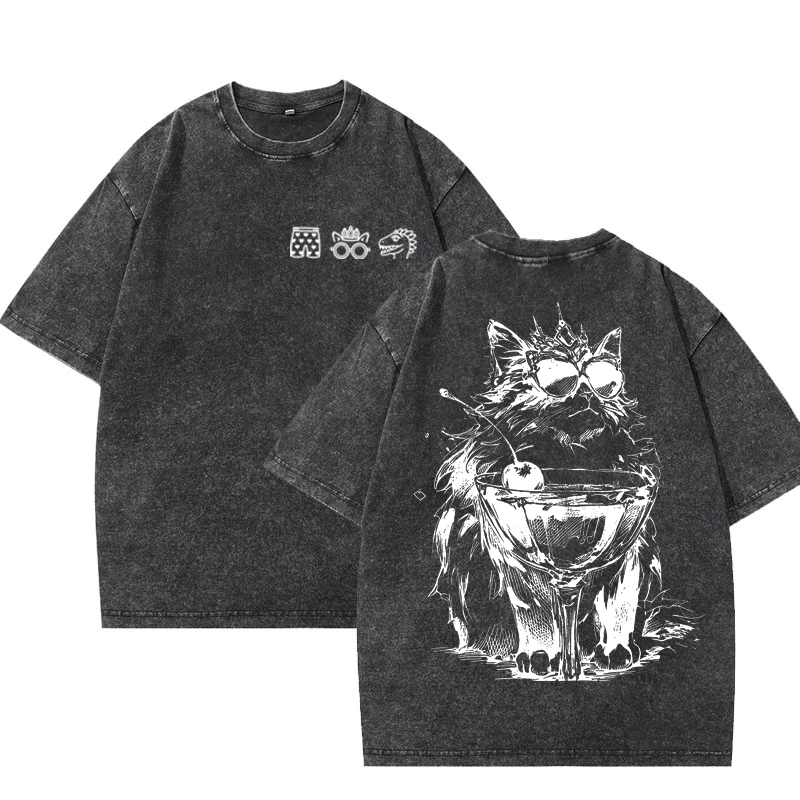 Dungeon Crawler Carl T-Shirt Man Woman Princess Donut and Mongo T Shirt Vintage Washed Round Neck Printed Tshirts Clothes