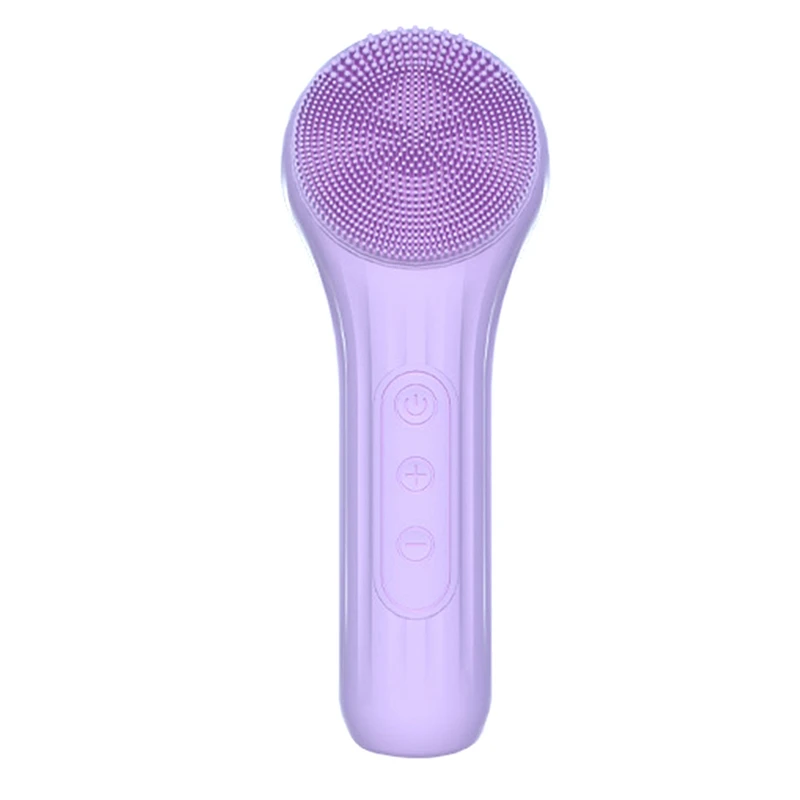 Electric Facial Brush Heated Waterproof Pore Cleaner Silicone Belt Magnet Charger Facial Cleansing Device Purple Easy To Use