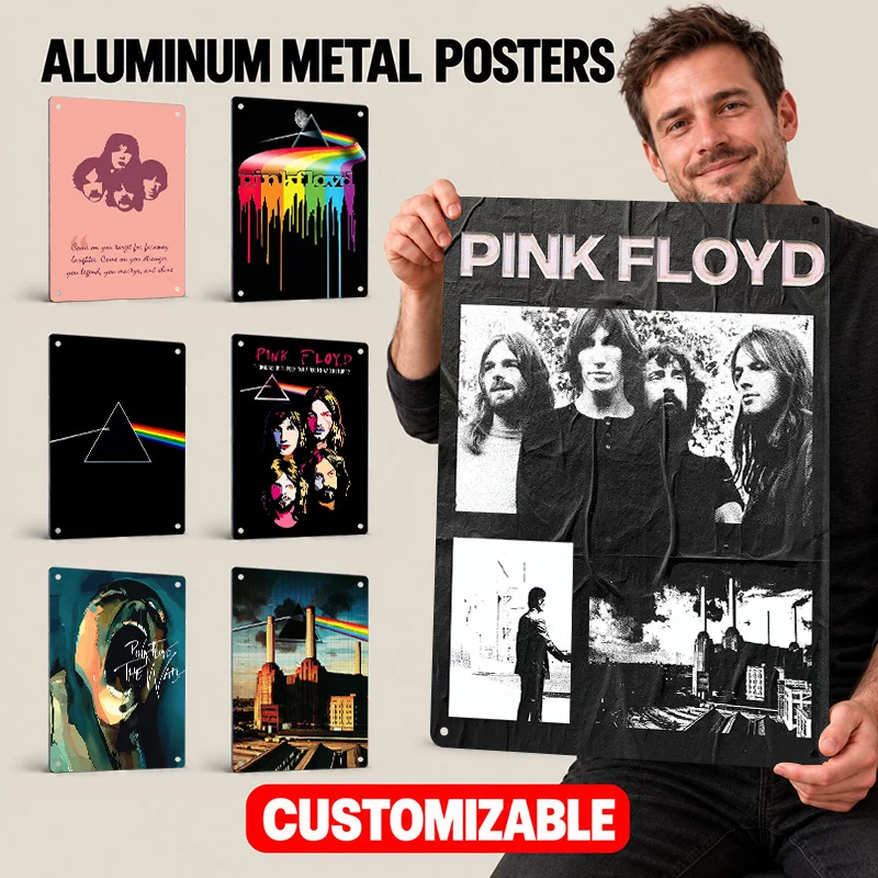 Pink Floyd Band Printed Posters Personalized Aluminum Metal Sign Progressive Rock Inspired Design Wall Art For Listening Room