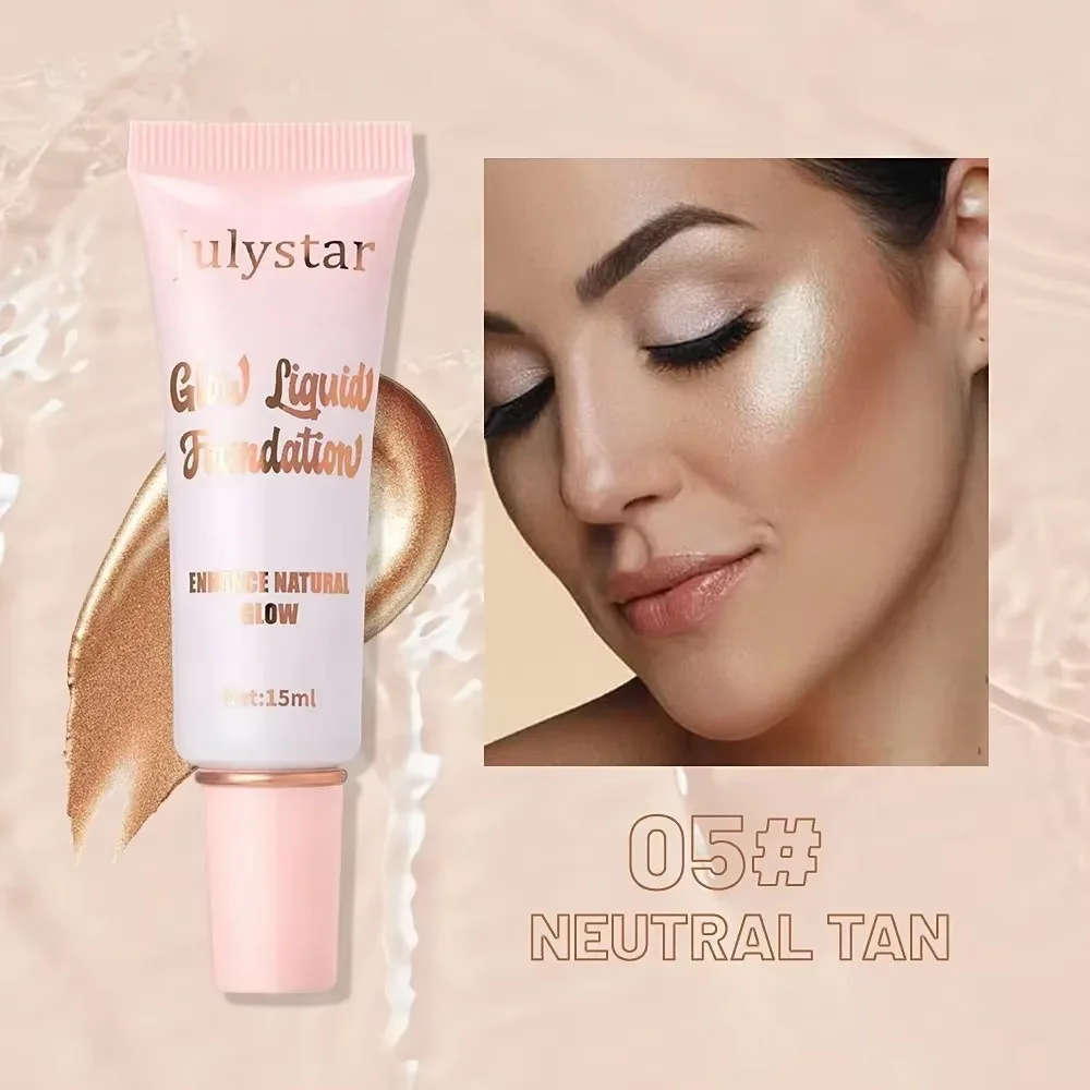 Base nacarada líquida 2025, corrector duradero para iluminar, alta cobertura, resistente al agua, sombra de contorno 3D, resaltador para cara y cuerpo