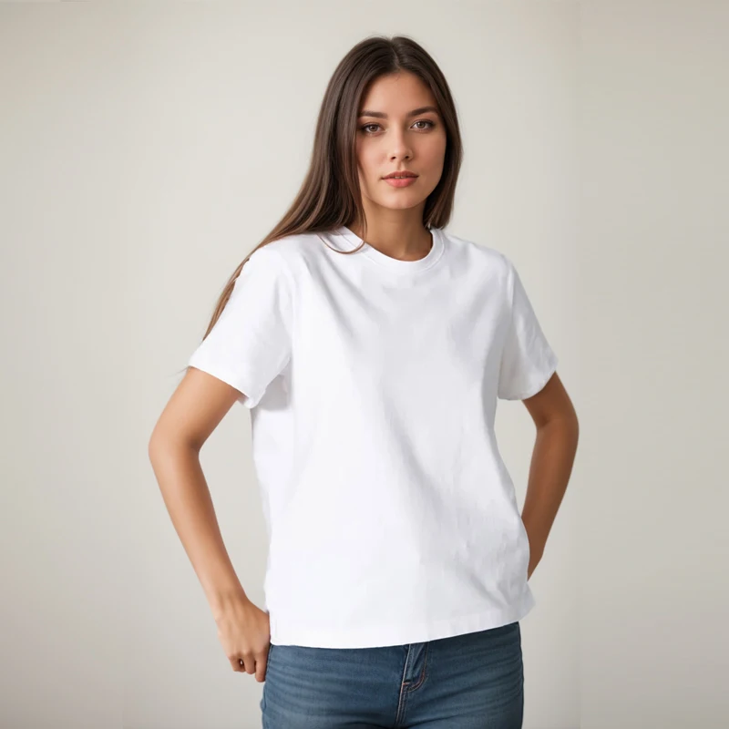 Cotton Short Sleeve Tops 220 Grams Heavy T-shirt Y2k Casual Comfortable Tee Shirt Black & White O-neck Woman Clothing YH2532