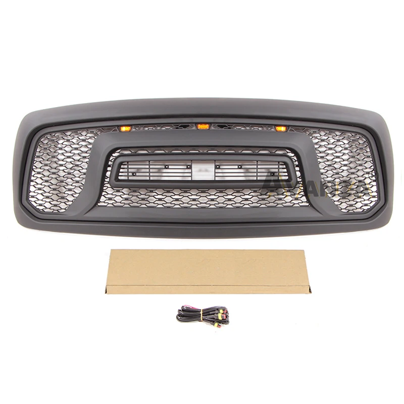 Front Grill W/Light Fits For Dodge Ram 1500 2002-2005 Racing Grill Honeycomb Style Modification