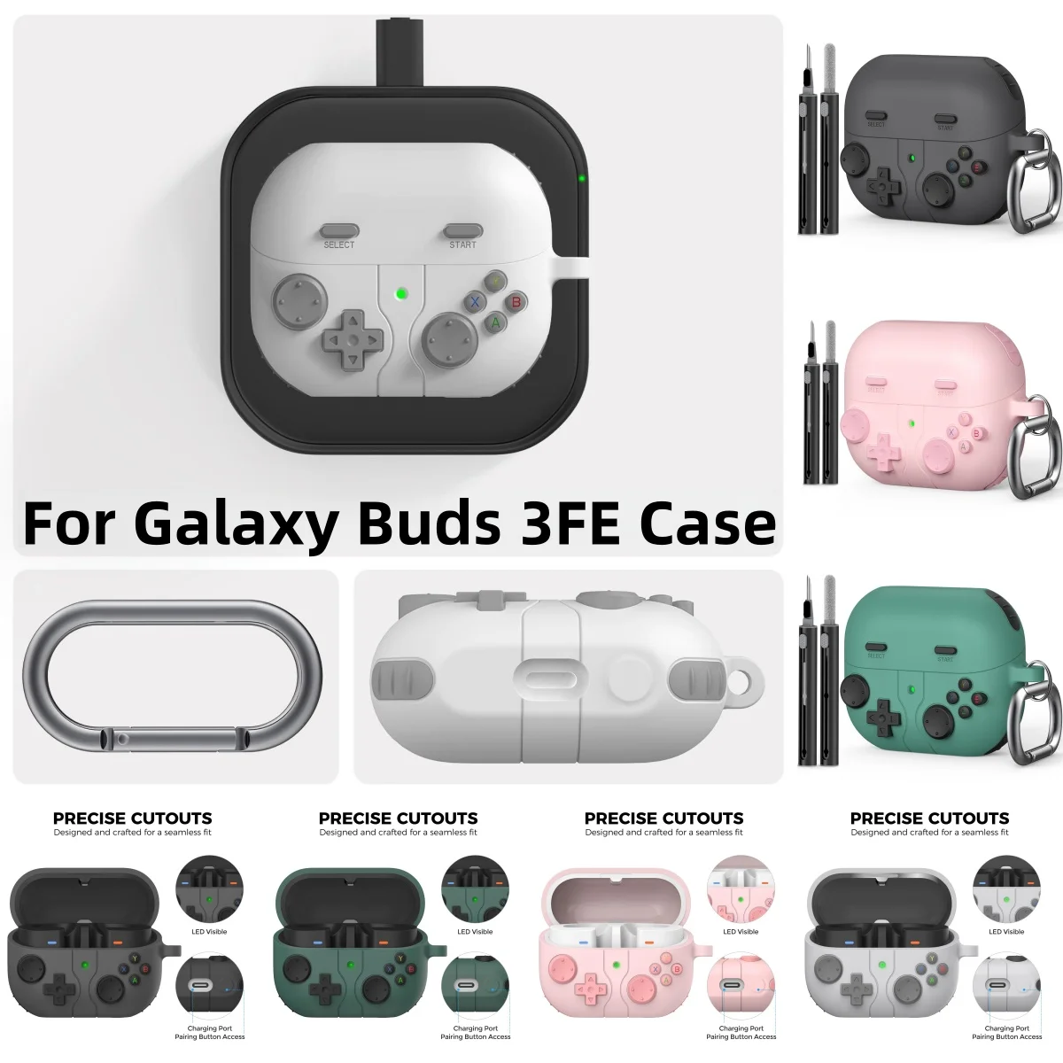 

(2025) for New Galaxy Buds 3FE Case Cover Shockproof For Galaxy Buds 3 FE Protective Hard Cover Shell with Keychain&Cleaning kit