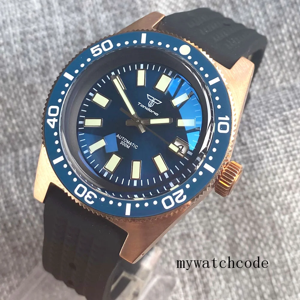 Imagem -02 - Mergulhadores Real Bronze Kagawana Relógio Automático para Homem c3 Luminoso à Prova Dc3 Água ar Safira Cristal Waffle Banda Reloj Hombre