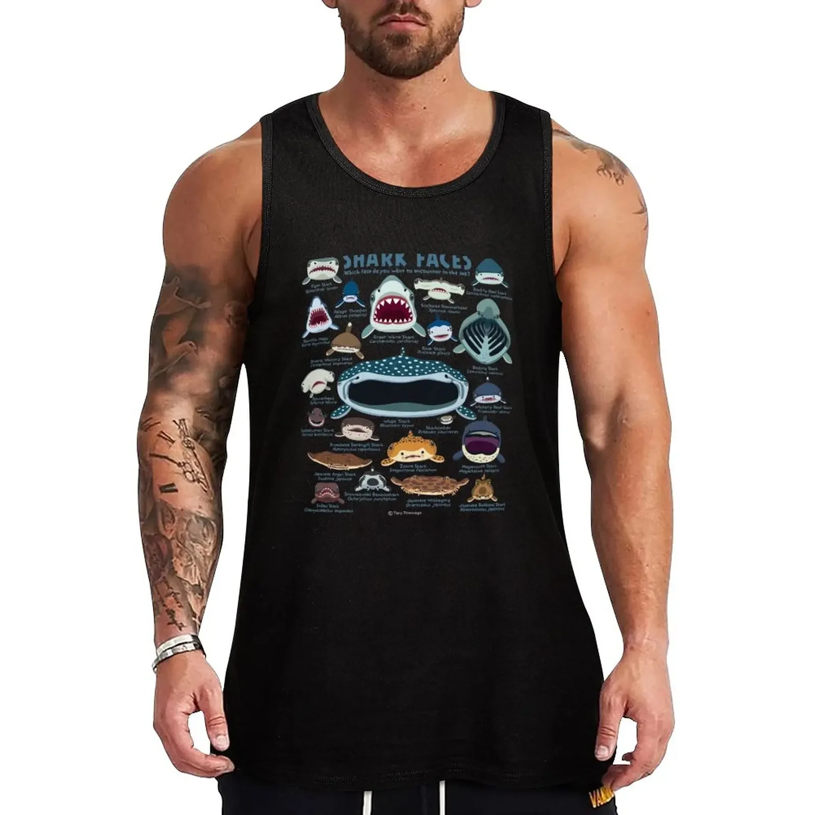 

New Shark Faces Tank Top gym for men summer sleeveless Men's t-shirts
