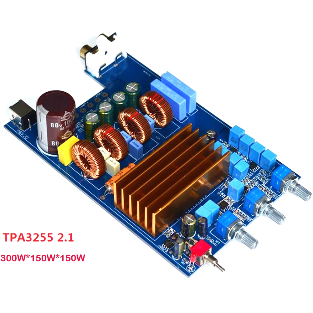 TPA3255 2.1 300W+150W+150W 1000UF/80V Class D HIFI digital Power Amplifier Board