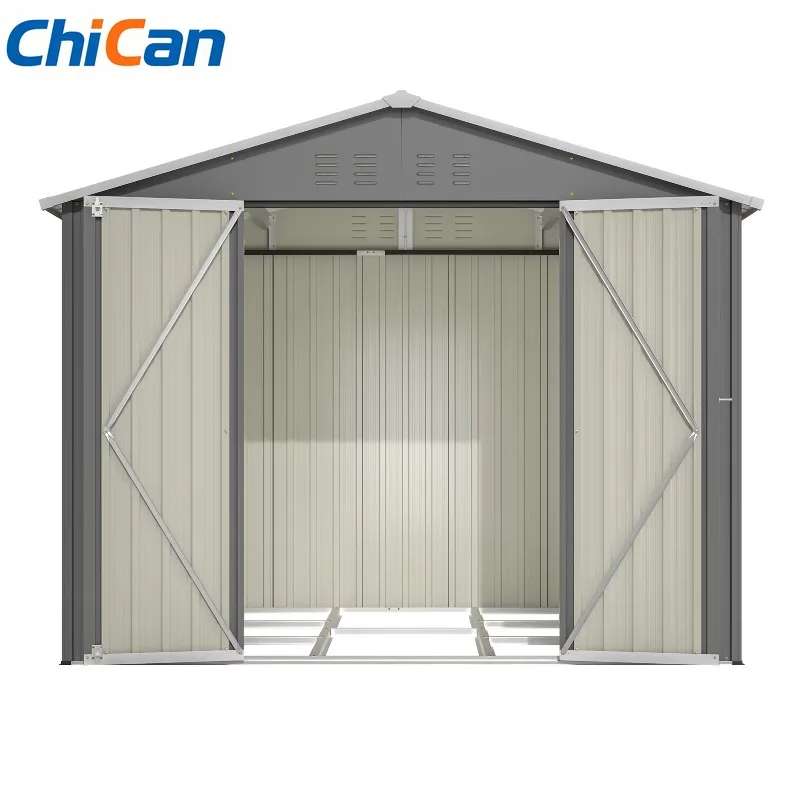 

【Hot】8x6FT Graues Metall Tool Shed MIT Klapptür Anthrazit Farbe Ideal für Gartengeräte und Werkzeugaufbewahrung