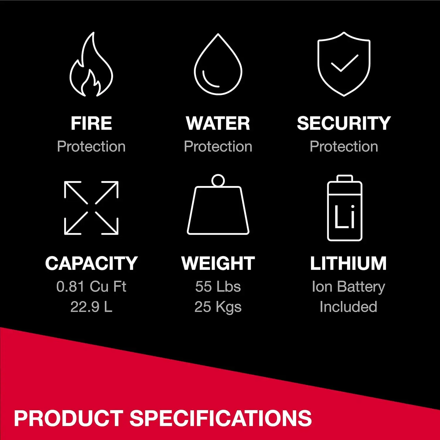 Fireproof and Waterproof Large Safe with Backlit Digital Keypad and Override Key for Passports, Money, Jewelry, 0.81 Cubic Feet,