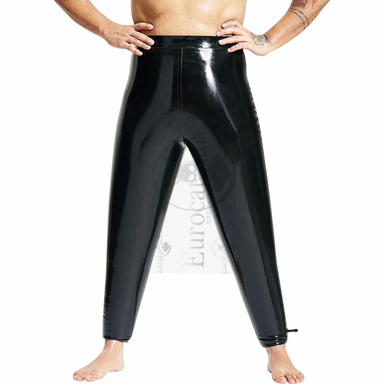 

Black Inflatable Sexy Latex Legging With Nozzles At Bottom Rubber Pants Trousers