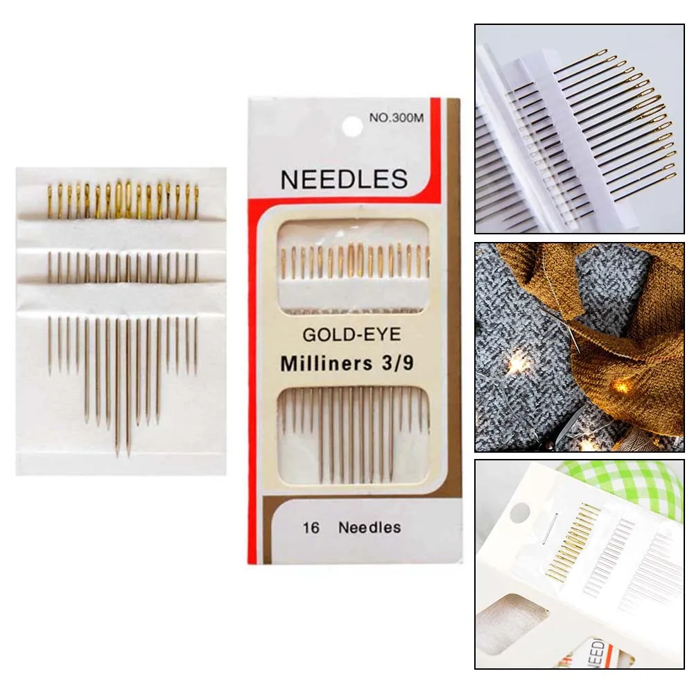 16pcs/Set Reliable Steel Needles For Sewing Projects Self Threading Hand Sewing Needles Combination For Embroidery Crafting