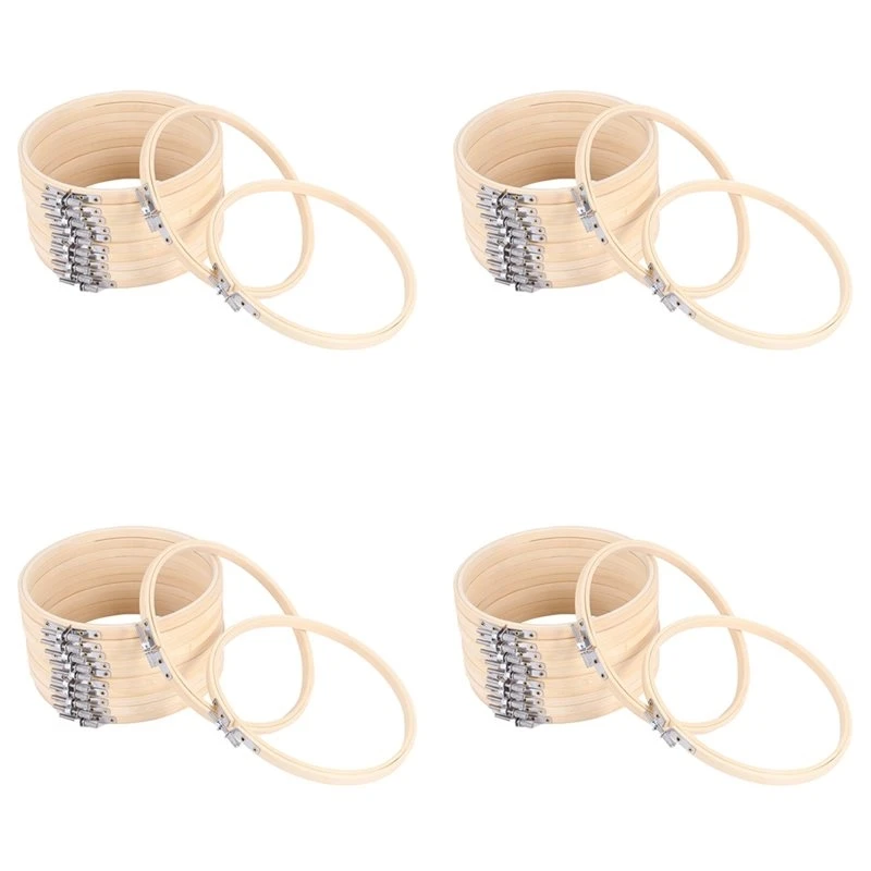 My Home 48 Pieces 7 Inch Wooden Embroidery Hoops Bulk Bamboo Circle Cross Stitch Hoop Round Ring For Art Craft Handy Sewing