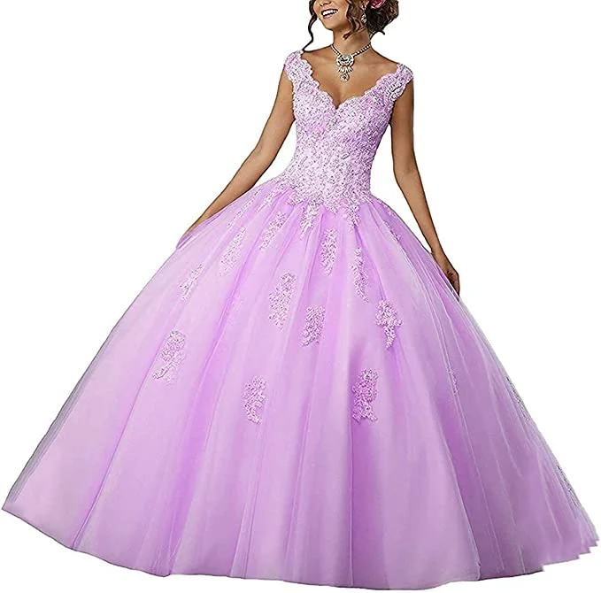 Hồng Bầu Bé Gái Sweet 16 Quinceanera Áo Gợi Cảm Cổ V Sâu Cưới Công Chúa Hứa Đồ Bầu Cho Nữ Vestidos De quinceañera