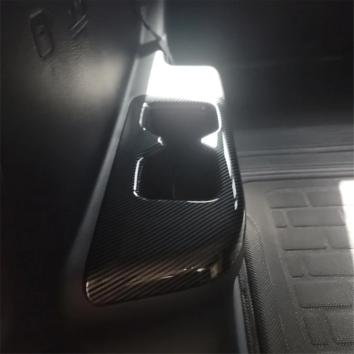 For Hyundai Palisade 2019-2024 Inner Rear Third Row Armrest Cup Holder Trim Cover Panel Accessories ABS Carbon Fiber image 3