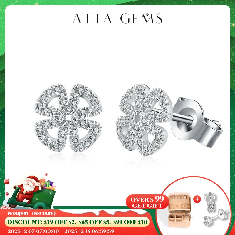 

Attagems New Women Moissanite Gemstone Stud Earrings For Women Solid 925 Sterling Silver D Color Solitaire Fine Jewelry For Gift